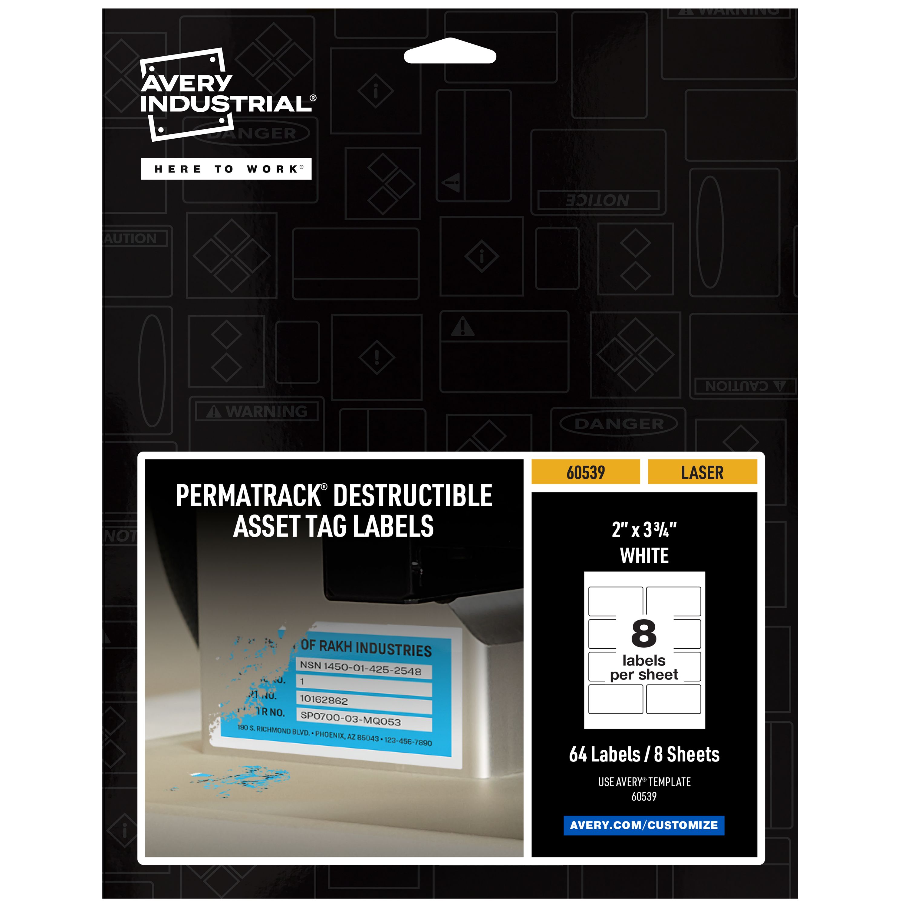 Destructible Asset Tag Labels, 3-3/4